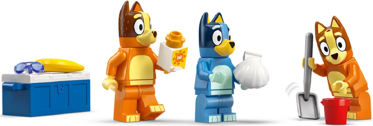 Lego Bluey. Calatoria familiei lui Blue cu masina la plaja
