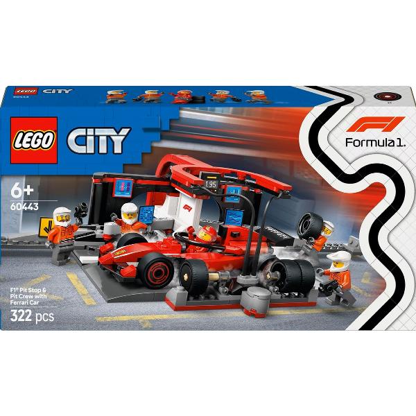 Lego City. Boxa si mecanici F1 cu masina Ferrari