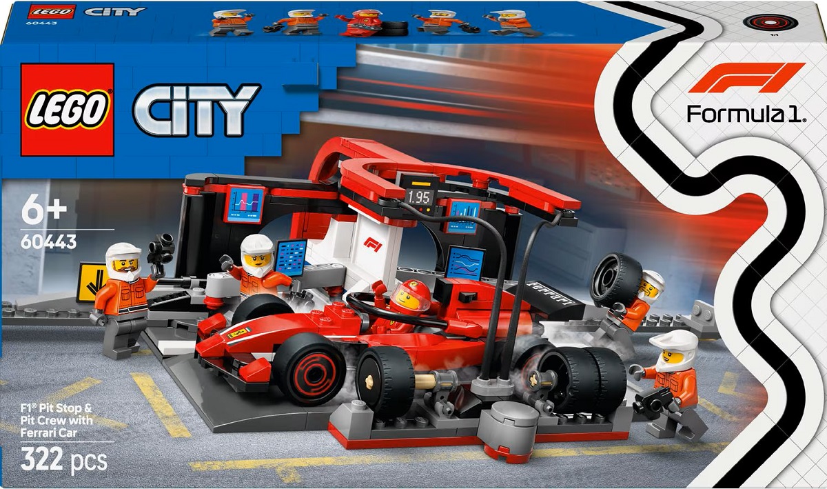 Lego City. Boxa si mecanici F1 cu masina Ferrari