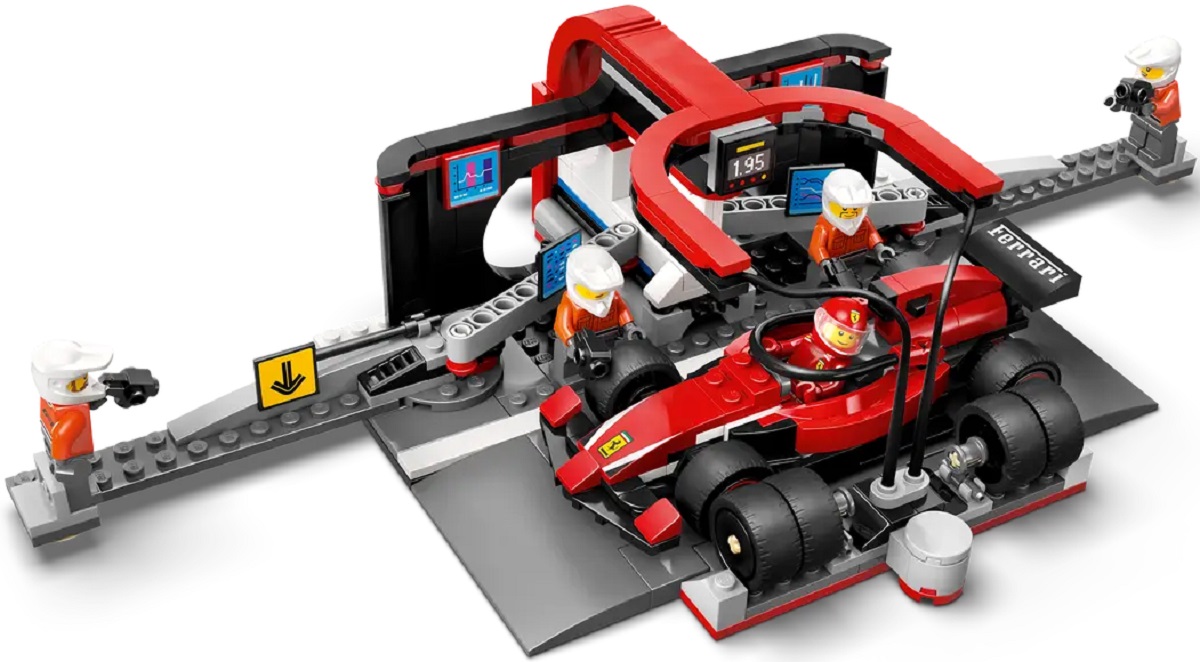 Lego City. Boxa si mecanici F1 cu masina Ferrari