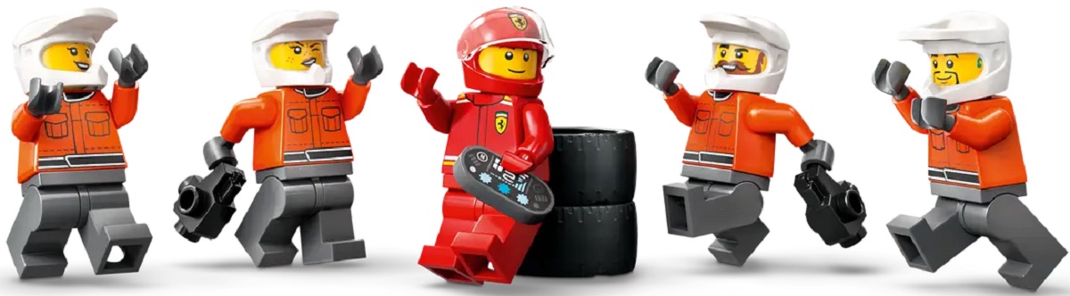 Lego City. Boxa si mecanici F1 cu masina Ferrari