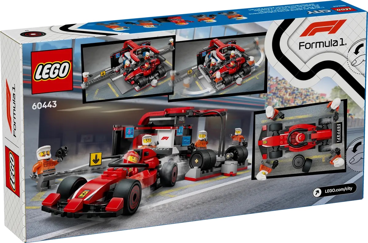 Lego City. Boxa si mecanici F1 cu masina Ferrari