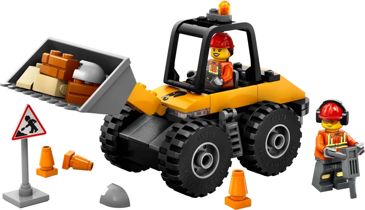 Lego City. Incarcator pe roti galben pentru constructii