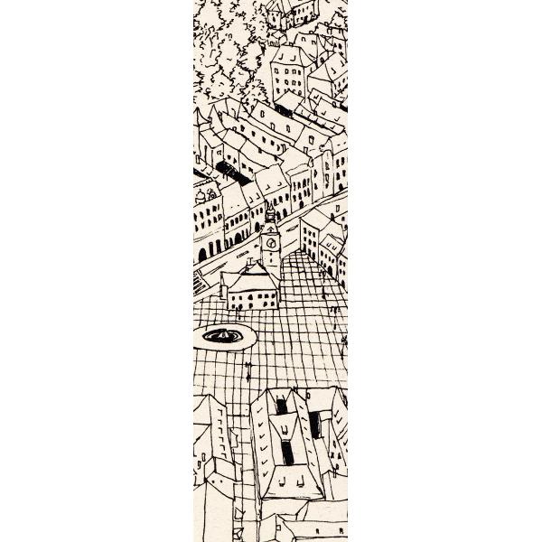 Semn de carte: Brasov. Piata Sfatului si Biserica Neagra. Alb-negru