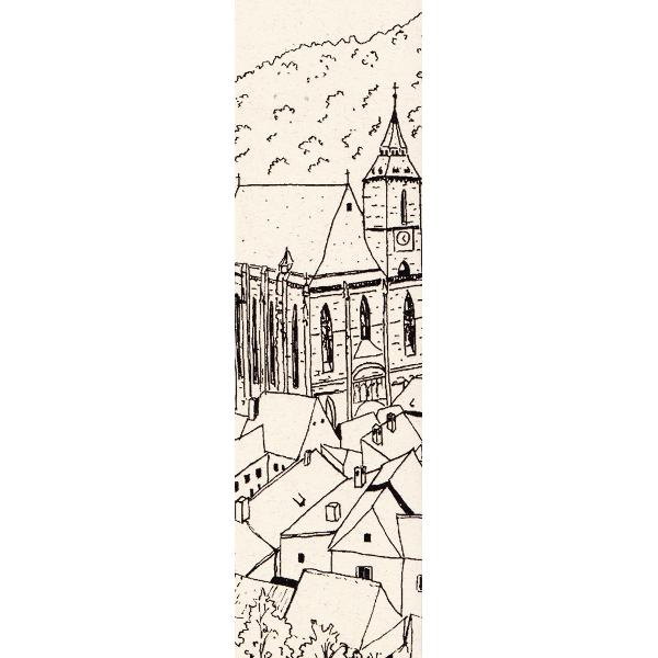 Semn de carte: Brasov. Piata Sfatului si Biserica Neagra. Alb-negru