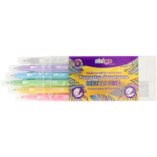 Set 6 markere duble. Culori metalizate