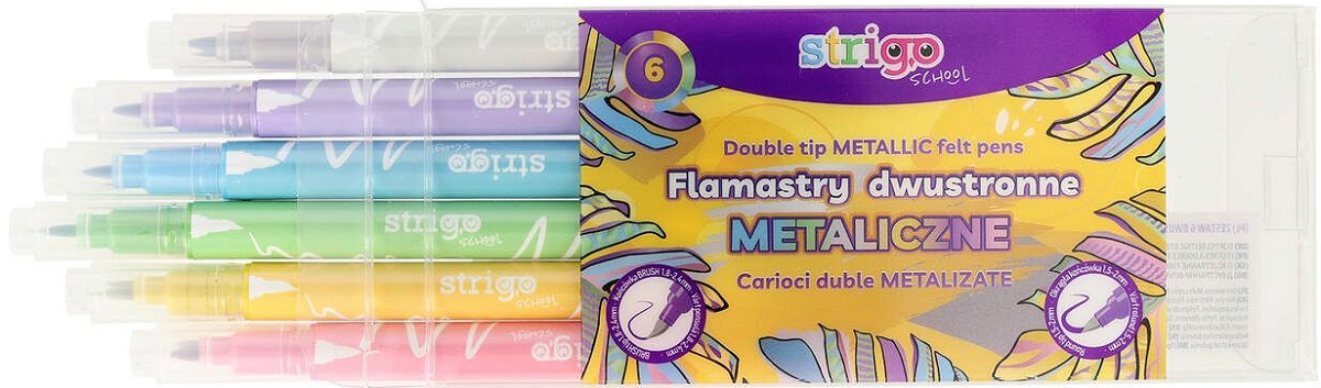 Set 6 markere duble. Culori metalizate