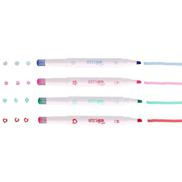 Set 4 evidentiatoare 2 in 1 cu stampila. Seria Panda