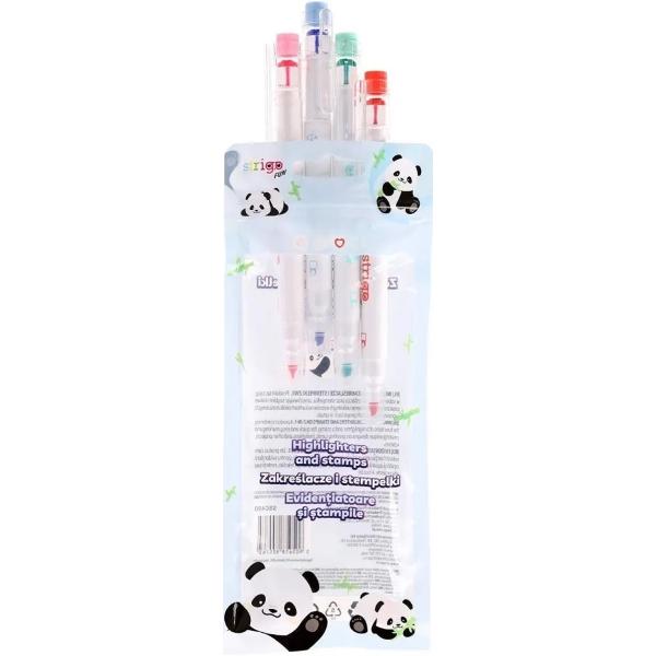 Set 4 evidentiatoare 2 in 1 cu stampila. Seria Panda