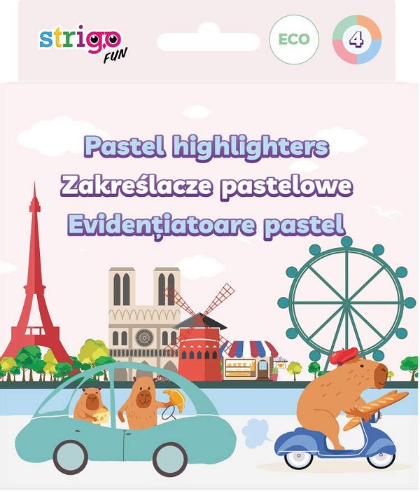 Set 4 evidentiatoare: Pastel. Seria Capybara