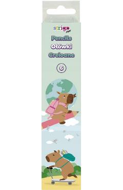 Poza produsului Set 6 creioane HB pastel cu guma de sters. Seria Capybara