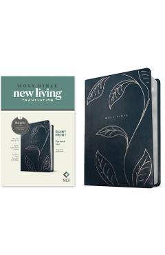 Poza produsului NLT Personal Size Giant Print Bible, Filament Enabled (Leatherlike, Navy Vines, Red Letter) - 