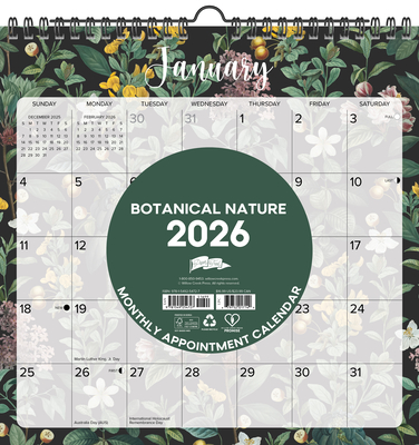 Botanical Nature 2026 12 X 12 Spiral Wall Calendar -