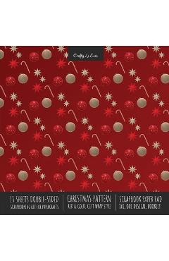 Poza produsului Christmas Pattern Scrapbook Paper Pad 8x8 Decorative Scrapbooking Kit for Cardmaking Gifts, DIY Crafts, Printmaking, Papercrafts, Red and Gold Designe - 