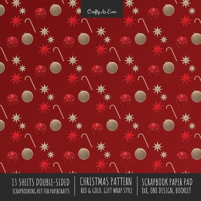 Christmas Pattern Scrapbook Paper Pad 8x8 Decorative Scrapbooking Kit for Cardmaking Gifts, DIY Crafts, Printmaking, Papercrafts, Red and Gold Designe -