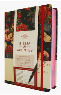 Coperta cărții 'Biblia de Apuntes Rvr 1960 Tapa Dura, Azul Oscuro Con Flores (Edición Cantos Pintados) / Spanish Journaling Bible Rvr'