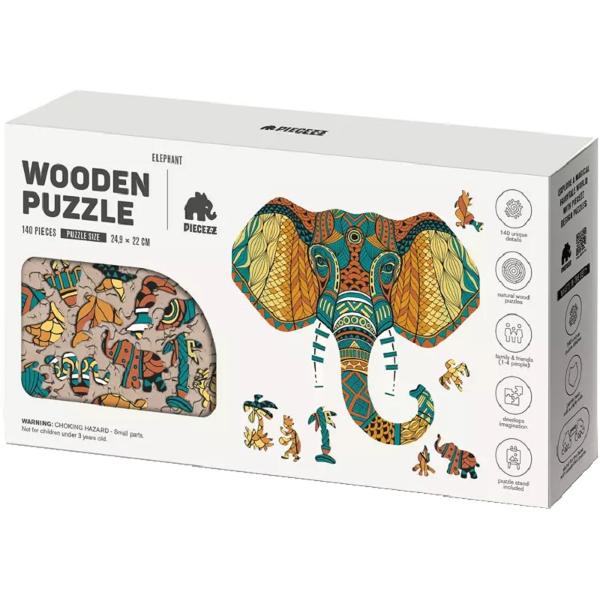 Puzzle 140 din lemn: Elefant