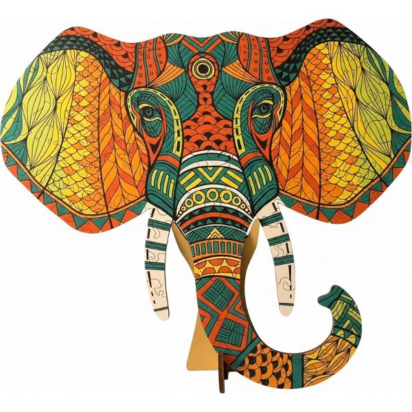Puzzle 140 din lemn: Elefant