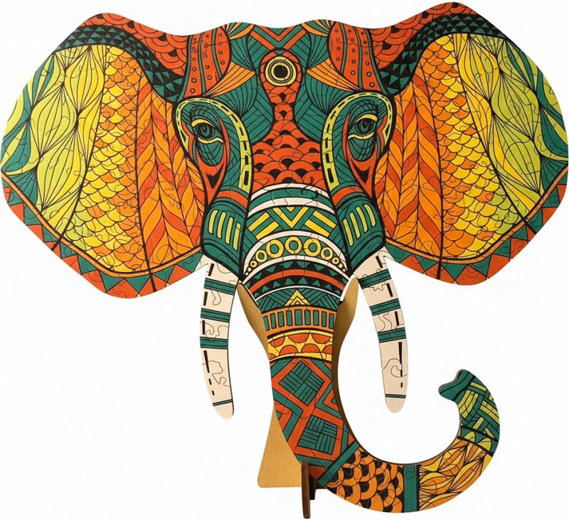 Puzzle 140 din lemn: Elefant