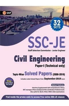 Coperta cărții 'Ssc 2020: Junior Engineer Paper I - Civil Engineering - Topic-Wise Solved Papers 2008-2018 -'