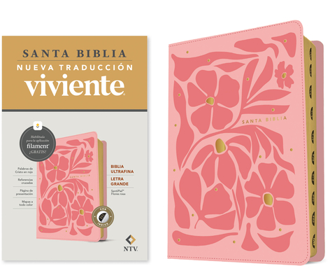 Biblia Ultrafina Ntv, Letra Grande Con Filament (Sentipiel, Flores Rosa, Índice, Letra Roja) -
