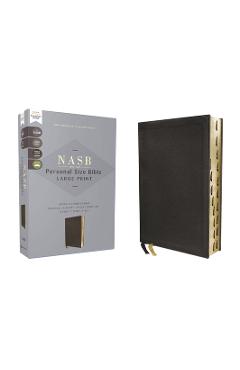 Nasb, Personal Size Bible, Large Print, Genuine Leather, Calfskin, Black, Red Letter, 1995 Text, Thumb Indexed, Comfort Print -