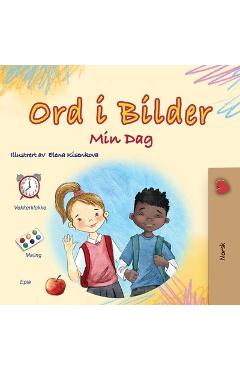 Coperta cărții 'Words in Pictures - My Day (Norwegian Children's Book) - Kidkiddos Books'