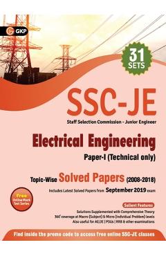 Coperta cărții 'Ssc 2020: Junior Engineer Paper I - Electrical Engineering - Topic-Wise Solved Papers 2008-2018 -'