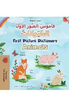 Coperta cărții 'First Picture Dictionary - Animals (Arabic English Bilingual Children's Book) - Kidkiddos Books'