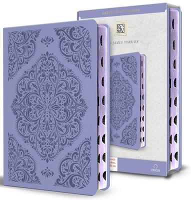 KJV Holy Bible, Large Print Medium Format, Lavender Faux Leather W/Thumb Index and Ribbon Marker, Red Letter - 