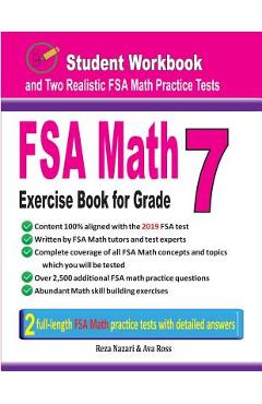 Coperta cărții 'FSA Math Exercise Book for Grade 7: Student Workbook and Two Realistic FSA Math Tests - Reza Nazari'