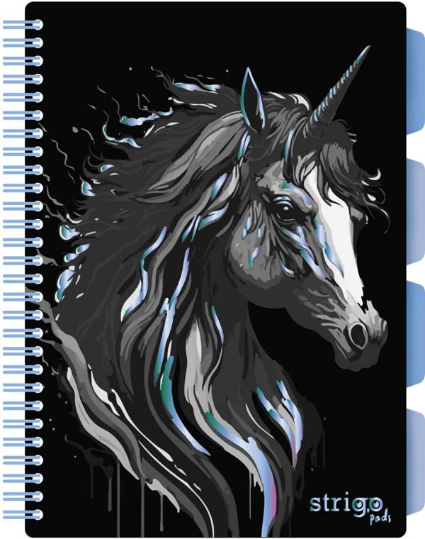 Caiet matematica cu spirala si separatoare: Unicorn