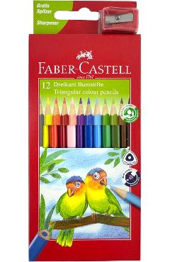 Imaginea produsului 'Creioane colorate triunghiulare 12 culori + așcuțitoare'