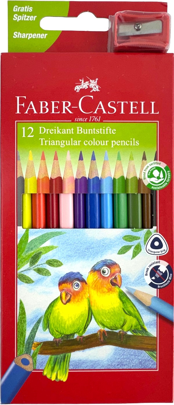 Creioane colorate triunghiulare 12 culori + ascutitoare