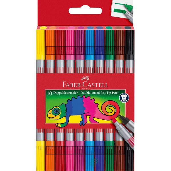 Set carioci 10 culori cu 2 capete. Faber-Castell