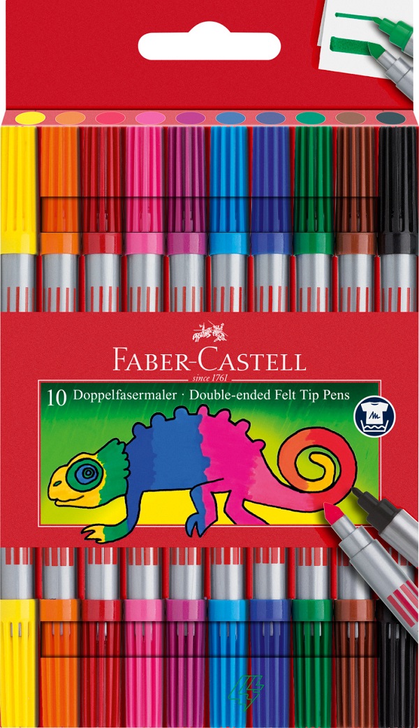 Set carioci 10 culori cu 2 capete. Faber-Castell