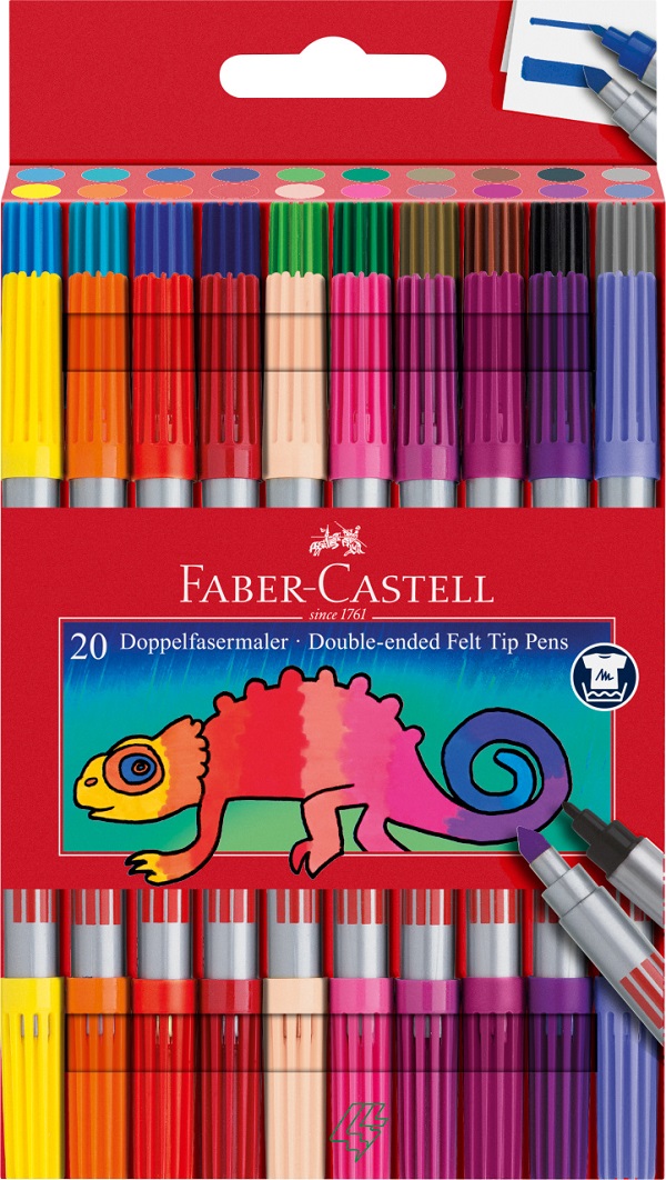 Set carioci 20 culori cu 2 capete. Faber-Castell