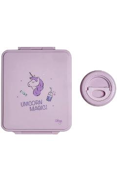 Poza produsului Caserola mare cu 4 compartimente si borcan termoizolant: Stormy Unicorn
