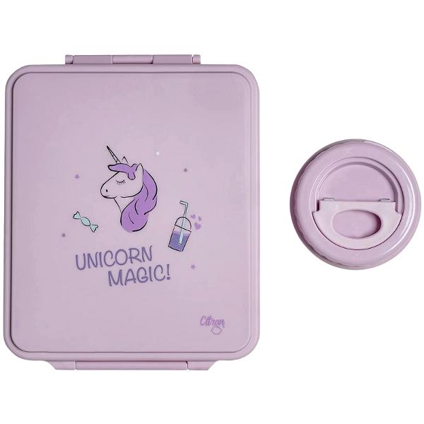 Caserola mare cu 4 compartimente si borcan termoizolant: Stormy Unicorn