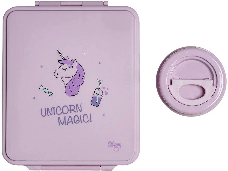 Caserola mare cu 4 compartimente si borcan termoizolant: Stormy Unicorn