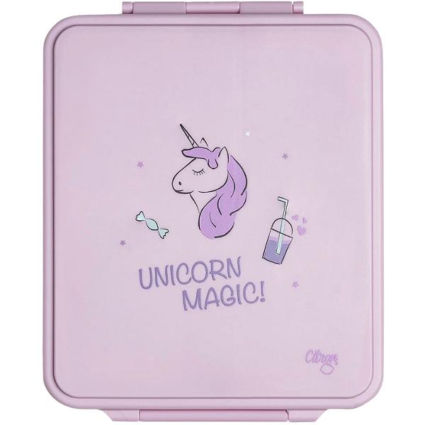 Caserola mare cu 4 compartimente si borcan termoizolant: Stormy Unicorn
