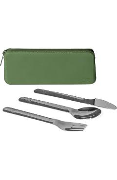 Poza produsului Set tacamuri otel inoxidabil. Green Pouch