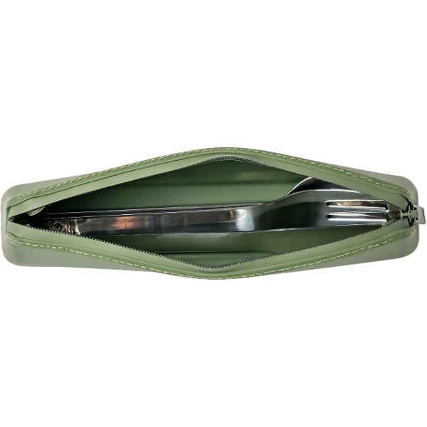 Set tacamuri otel inoxidabil. Green Pouch