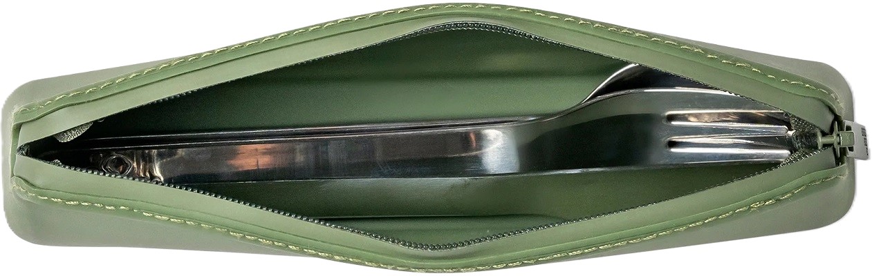 Set tacamuri otel inoxidabil. Green Pouch