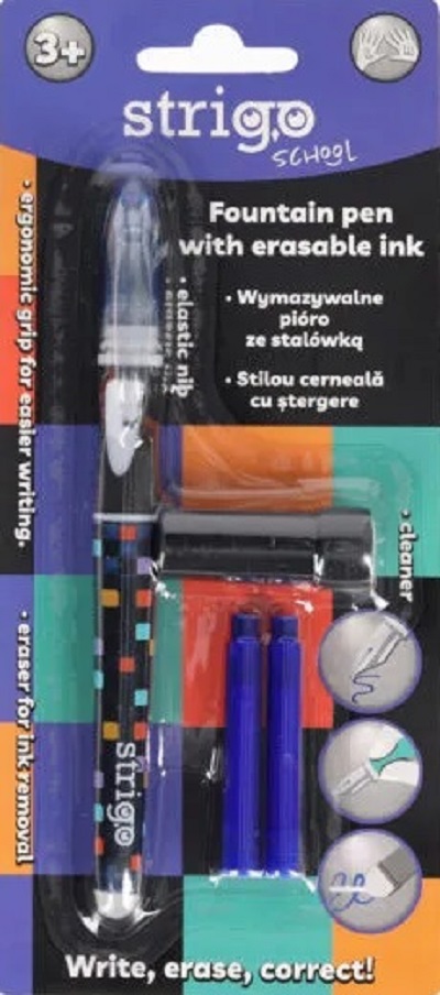 Set stilou cerneala cu stergere + 2 rezerve + dispozitiv curatare. Pixel