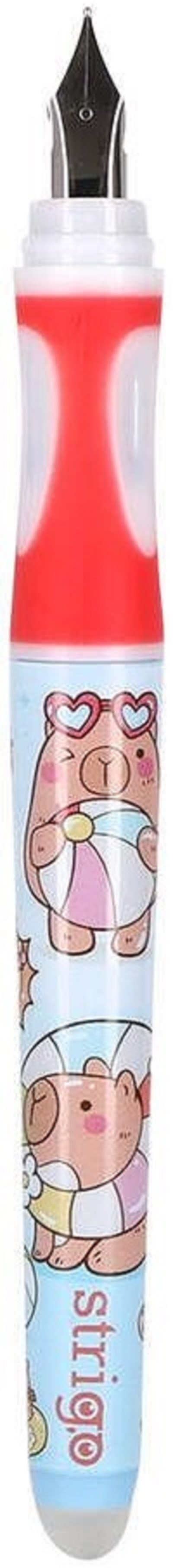 Set stilou cerneala cu stergere + 2 rezerve + dispozitiv curatare. Capybara roz