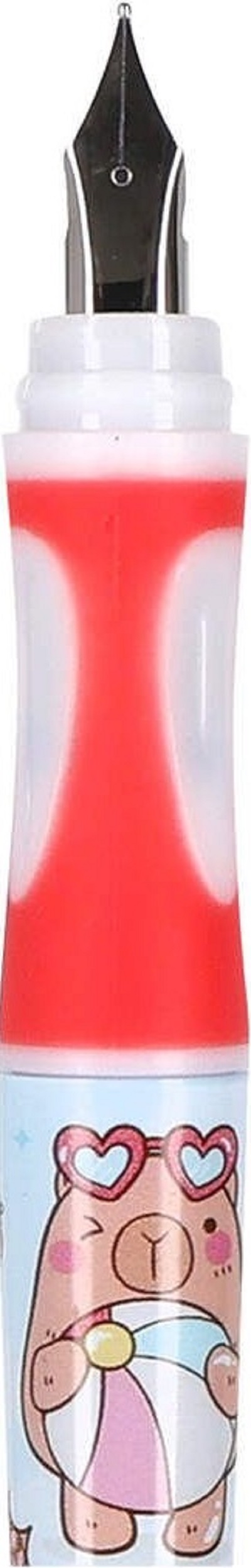 Set stilou cerneala cu stergere + 2 rezerve + dispozitiv curatare. Capybara roz