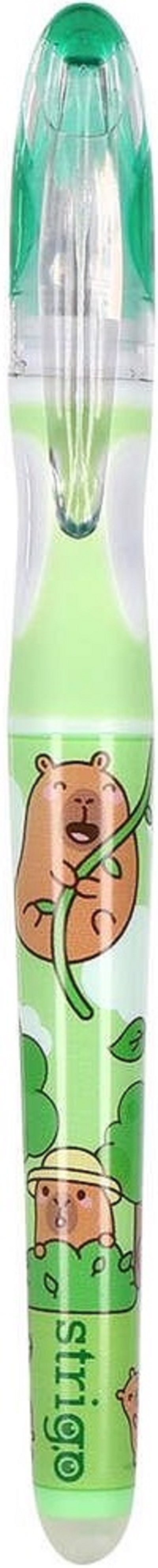 Set stilou cerneala cu stergere + 2 rezerve + dispozitiv curatare. Capybara verde