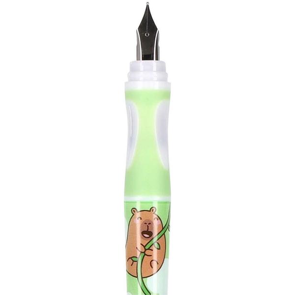 Set stilou cerneala cu stergere + 2 rezerve + dispozitiv curatare. Capybara verde