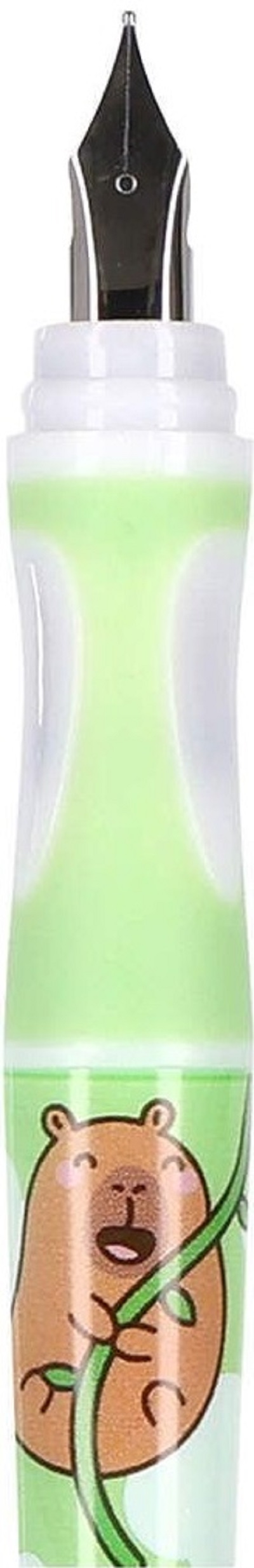 Set stilou cerneala cu stergere + 2 rezerve + dispozitiv curatare. Capybara verde